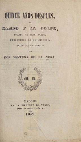 Cover for Quince años después, o, Campo y la corte