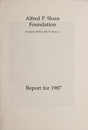 Cover for Report for 1987