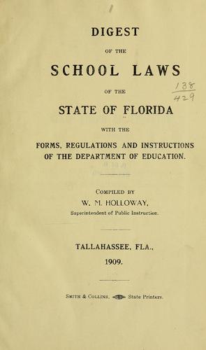 Cover for Digest of the school laws of the state of Florida with the forms, regulations and instructions of the Department of education