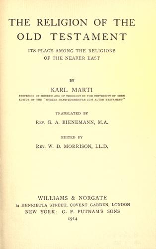 Cover for The religion of the Old Testament