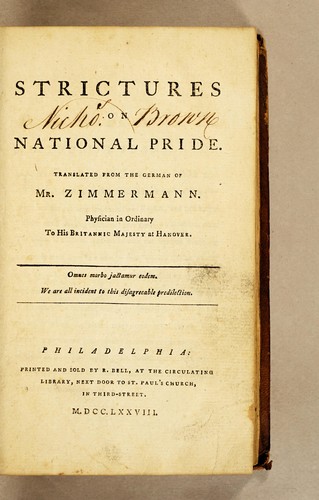 Cover for Strictures on national pride.