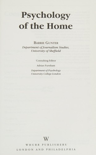 Cover for Psychology of the home