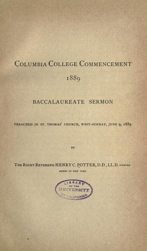 Cover for Columbia college commencement, 1889.
