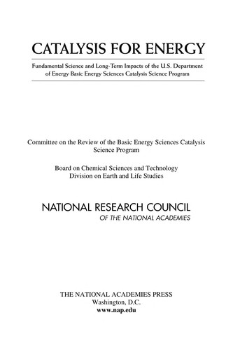 Cover for Catalysis for energy