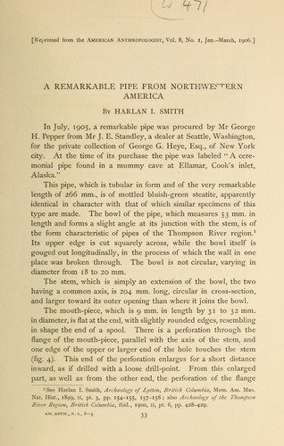 Cover for A remarkable pipe from north-western America