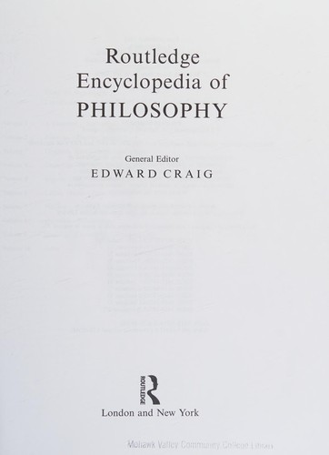 Cover for Routledge encyclopedia of philosophy