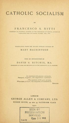 Cover for Catholic socialism