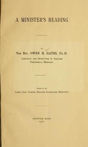 Cover for A minister's reading