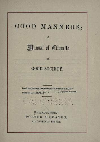 Cover for Good manners