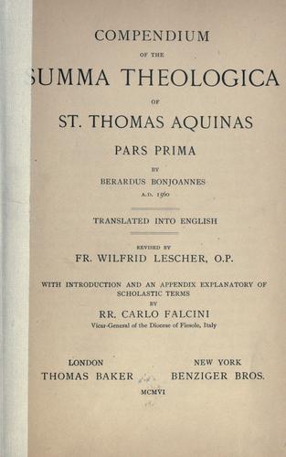Cover for Compendium of the Summa Theologica of St. Thomas Aquinas