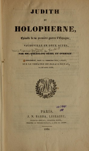 Cover for Judith et Holopherne