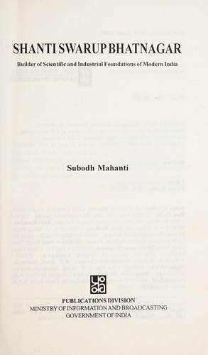 Cover for Shanti Swarup Bhatnagar