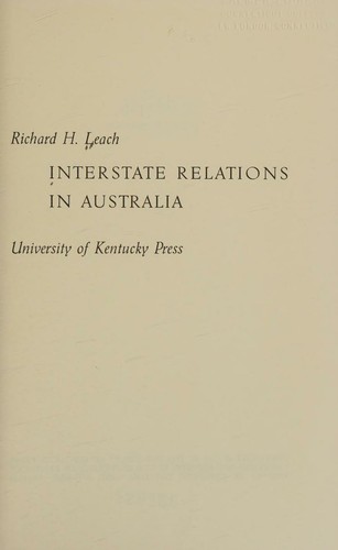 Cover for Interstate relations in Australia
