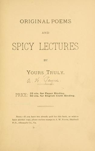 Cover for Original poems and spicy lectures