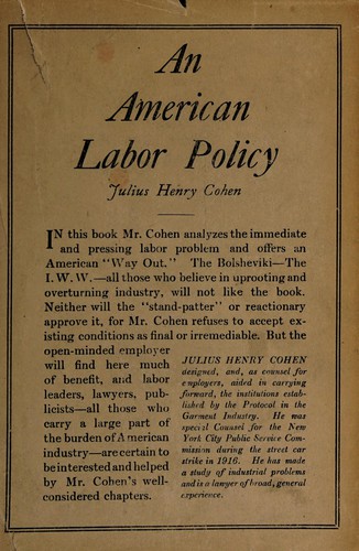 Cover for An American labor policy