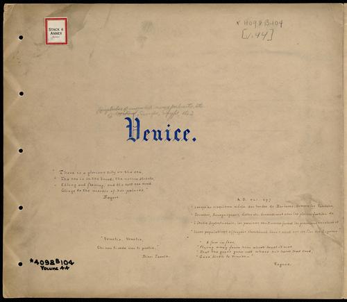 Cover for Scrapbooks of mounted views, portraits, etc., relating to Europe and Egypt, 1891-1894