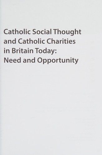 Cover for Catholic social thought and Catholic charities in Britain today