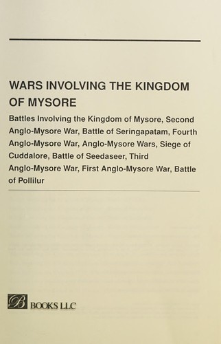 Cover for Wars Involving the Kingdom of Mysore