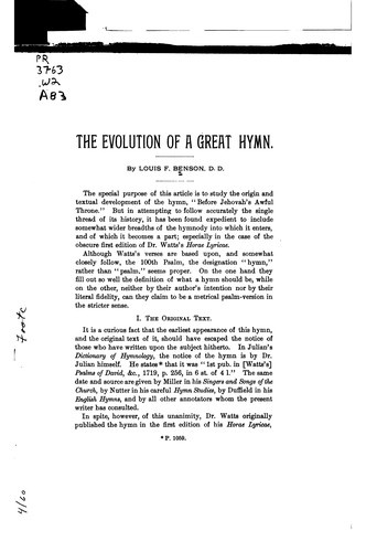 Cover for The Evolution of a Great Hymn