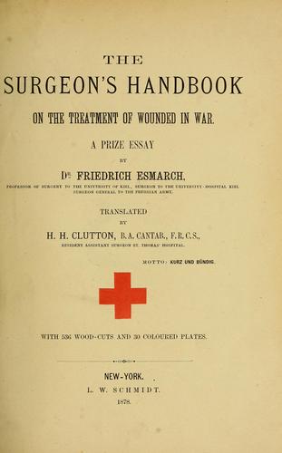 Cover for The surgeon's handbook on the treatment of wounded in war