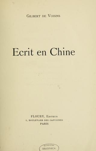 Cover for Écrit en chine