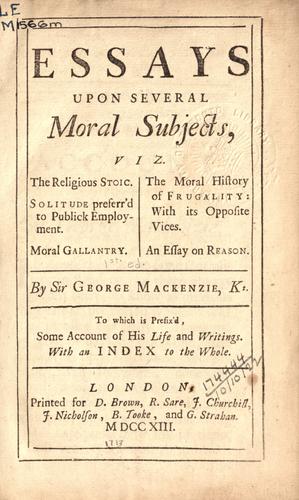 Cover for Essays upon several moral subjects