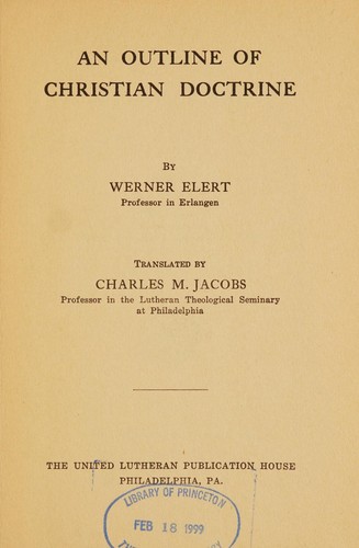 Cover for An Outline of Christian doctrine