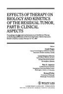 Cover for Effects of therapy on biology and kinetics of the residual tumor