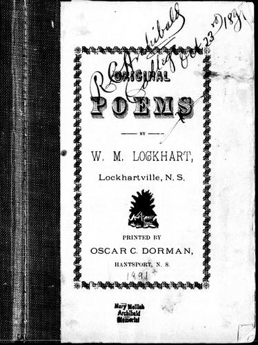 Cover for Original poems