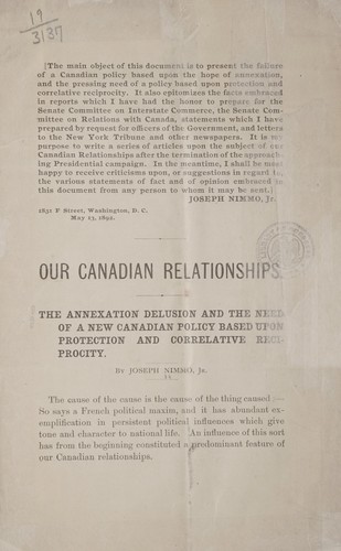 Cover for Our Canadian relationships