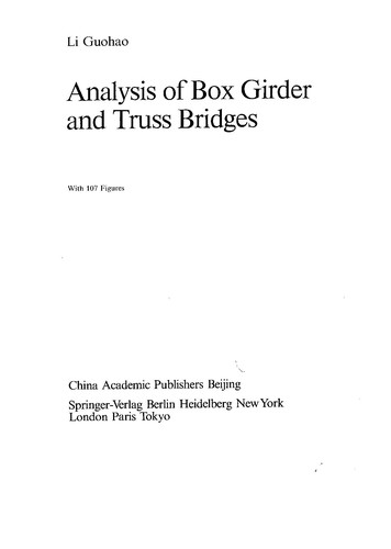 Cover for Analysis of Box Girder and Truss Bridges