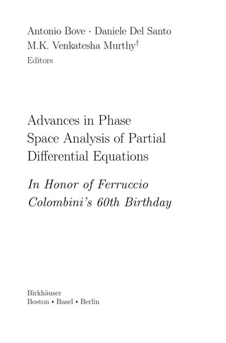 Cover for Advances in phase space analysis of partial differential equations