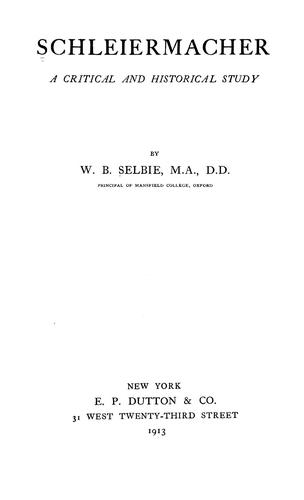 Cover for Schleiermacher
