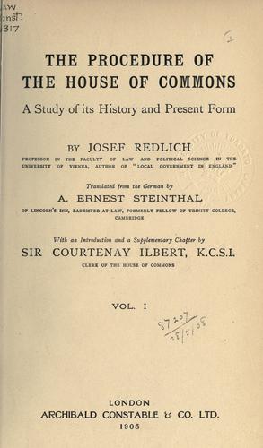 Cover for The procedure of the House of Commons