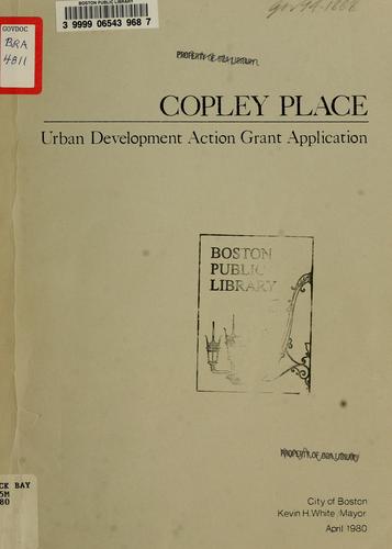 Cover for Copley place urban development action grant application