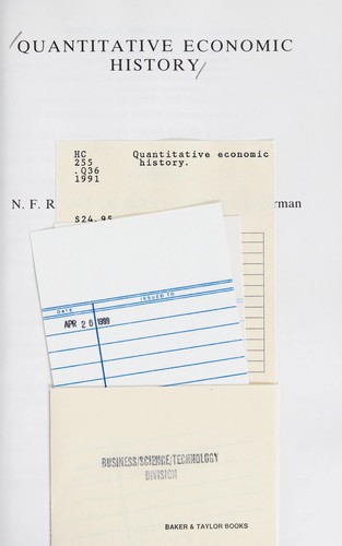 Cover for Quantitative economic history