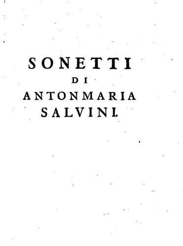 Cover for Sonetti de Anton Maria Salvini, accademico della Crusca