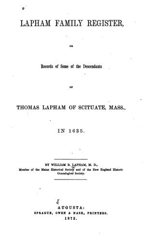 Cover for Lapham family register