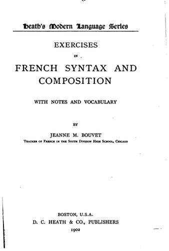 Cover for Exercises in French Syntax and Composition, with Notes and Vocabulary