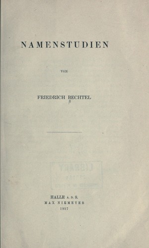 Cover for Namenstudien