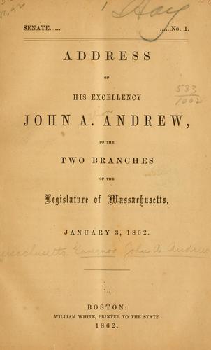 Cover for Address of His Excellency John A. Andrew.