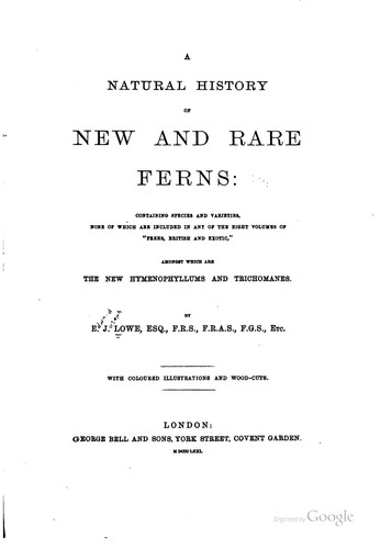Cover for A Natural History of New and Rare Ferns: Containing Species and Varieties ...