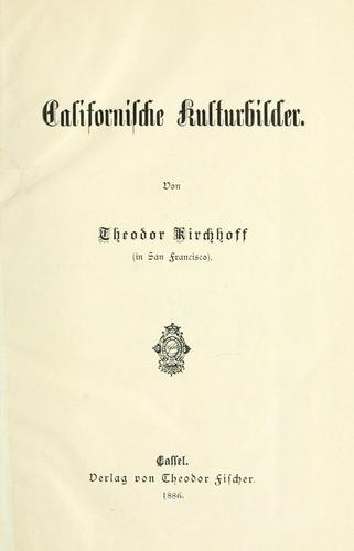 Cover for Californische Kulturbilder