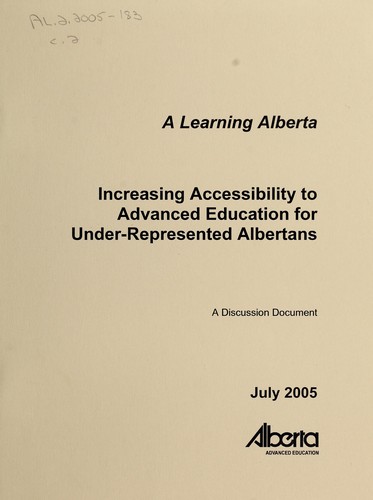 Cover for Increasing accessibility to Advanced education for under-represented Albertans