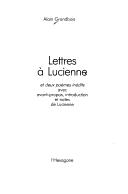 Cover for Lettres à Lucienne et deux poèmes inédits