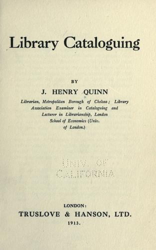 Cover for Library cataloguing