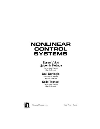 Cover for Nonlinear control systems