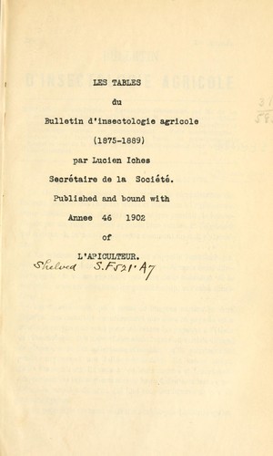 Cover for Bulletin d'insectologie agricole