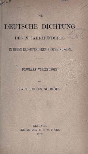 Cover for deutsche Dichtung des 19. Jahrhunderts in ihren bedeutenderen Erscheinungen.