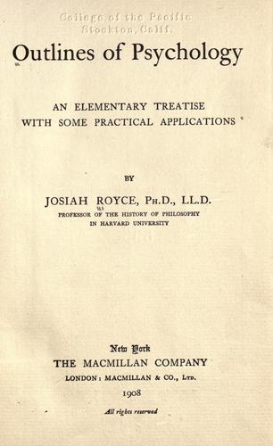 Cover for Outlines of psychology